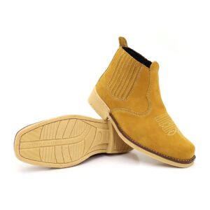 Botina Masculina Tradicional em Couro Nobuck com Elástico e Solado de Látex