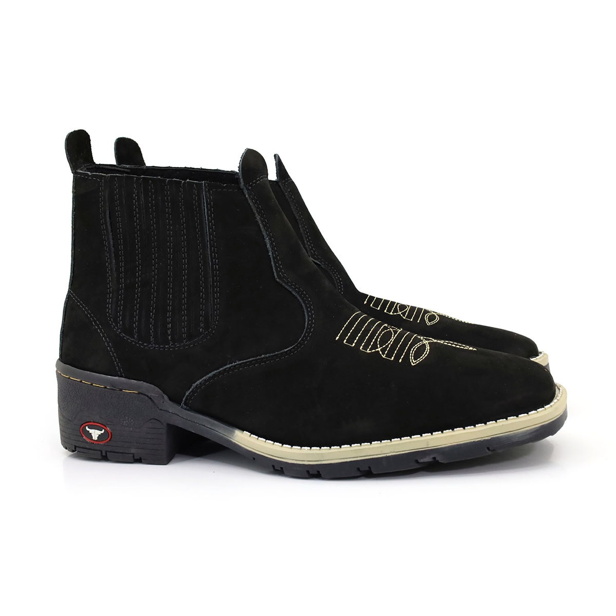 Botina Masculina Texana em Couro Nobuck com Elástico e Solado de Látex - Imagem 5