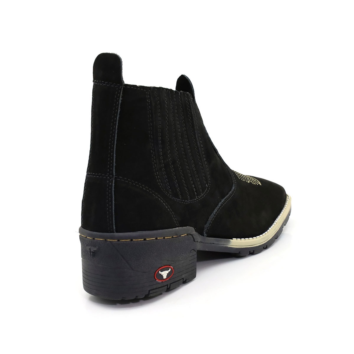 Botina Masculina Texana em Couro Nobuck com Elástico e Solado de Látex - Imagem 2