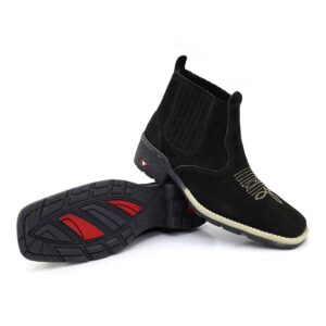 Botina Masculina Texana em Couro Nobuck com Elástico e Solado de Látex