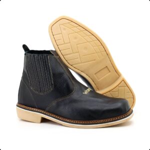 Botina Masculina Tradicional em Couro Nobuck com Elástico e Solado de Látex